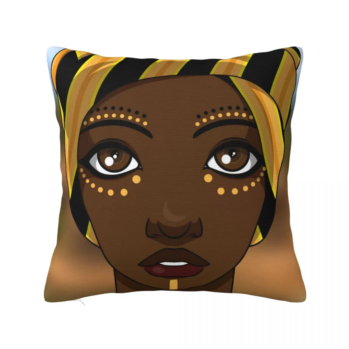 Woman African Turban Makeup Tribal Pillowcase Printed Polyester Cushion Cover Decor Throw Pillow Case Cover Home Square 45X45cm