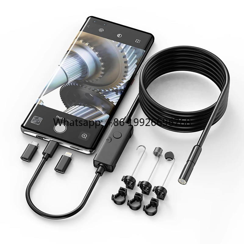

W400-E 7.9mm Snake Pipe Sewer Inspect Mobile Borescope Mini Video IP67 3In1 Portable Camera for IOS Android Industrial Endoscope