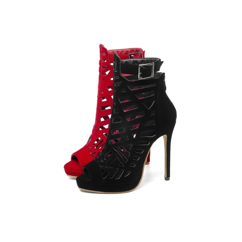 BLXQPY Super Big Size 28-52 High Heels Sandals Women Sexy Fashion Peep Toe Back Zip Summer Style Platform Sandals 19-155