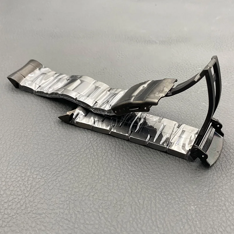 Gun Grey 22mm Watch Strap SKX007 Samurai SRPE Watch Bracelet Stainless Steel Deployment Folding Buckle Solid Arc Ends Watch Band