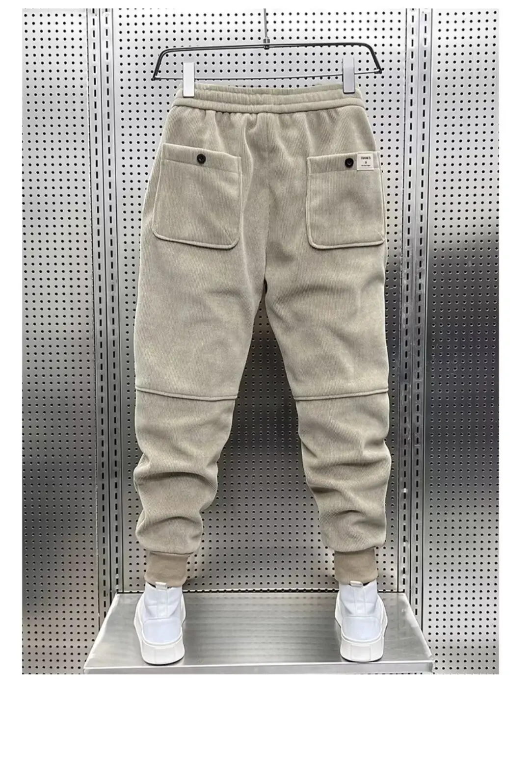 2024 Fashion Fleece Sweatpants Loose Harem Pants with Elastic Waist for Men Autumn Winter Casual Joggers Corduroy Pants for Men