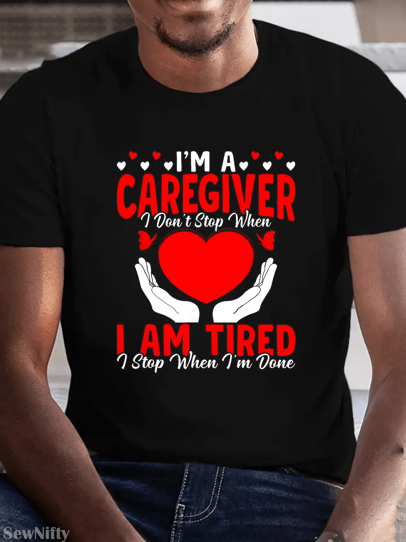 

Men's "Rock Hard Caulking" T-Shirt - Black/White Print, Tradesmen Humor Tee