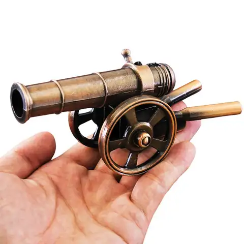 Mini Alloy Cannons Figurine Artillery Launcher Model Statue Sculpture Crafts Home Office Desktop Decor Ornament Birthday Gift