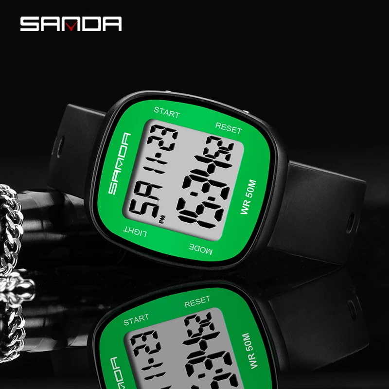 Sanda relógios dos homens nova moda relógio eletrônico multifunções hd display led relógio esportivo à prova dwaterproof água cronógrafo reloj hombre