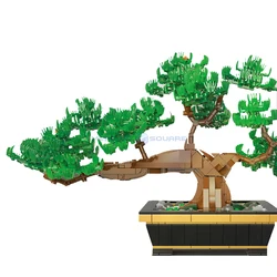 Zielone rośliny doniczkowe Bonsai modele klocki wiecznie zielone sosna MOC 05007 kolekcja dom ozdoby cegły DIY zestaw zabawek prezent