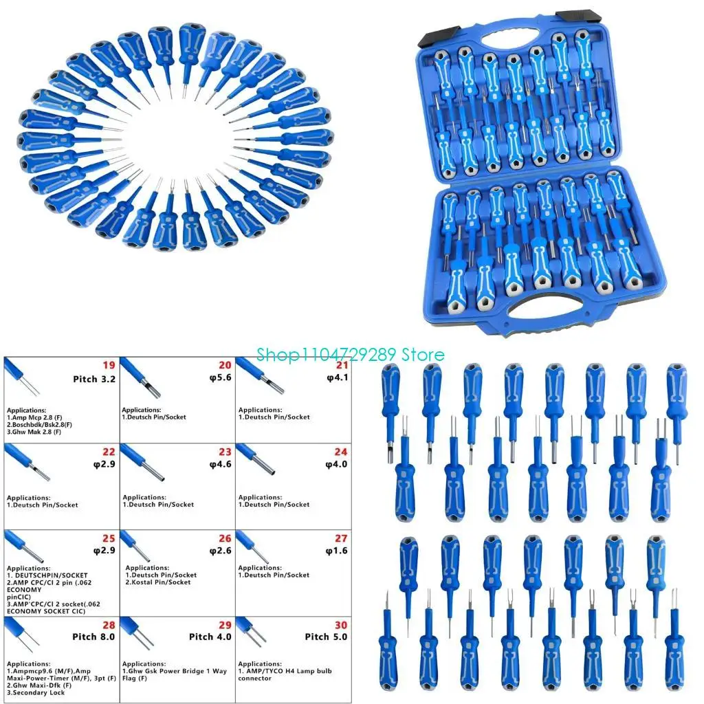 

D8KE Universal 30 Piece Auto Wire Harness Disconnection Tool Set Plastic Metal Build