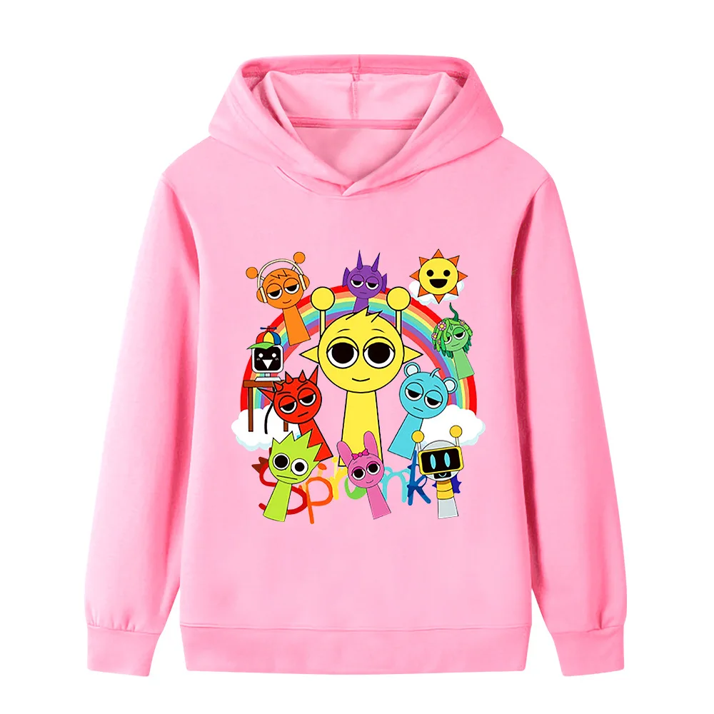 جديد أطفال Sprunki لطيف متعة طباعة مقنعين البلوز الخريف والشتاء في الهواء الطلق عادية مريحة بنين بنات كم طويل #5