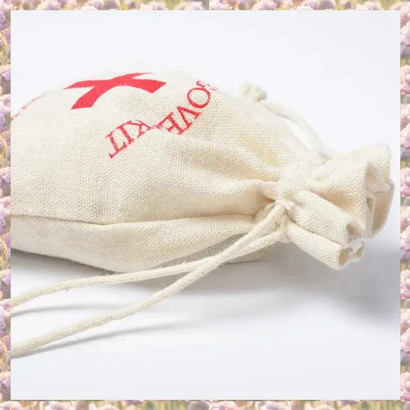 

150Pcs Wedding Favor Holder Bag Kit Bags For Guests Gift Red Cross Cotton Linen Pouches Festival Event Party