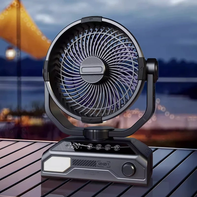 2026 New Upgrade Multifunctional Camping Fan 10000mAh Portable Fans Outdoor Rechargeable Fan 100 Speed Air Circulators / LED Lig