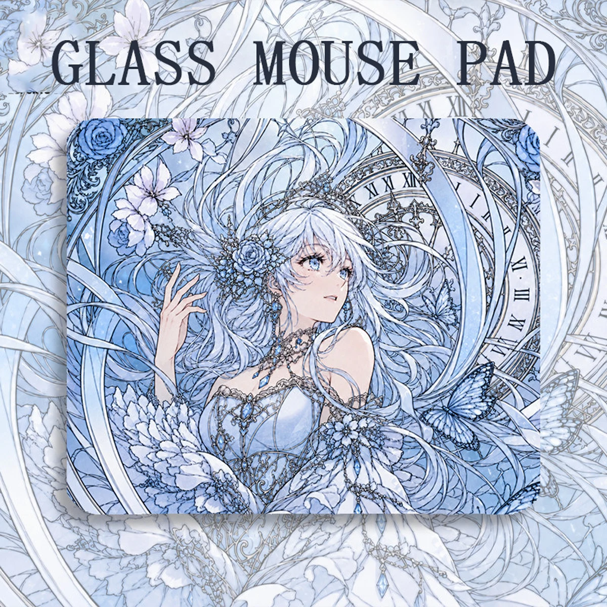 B Anime Customized Photovoltaic Glass Mousepad Tempered Upgrade Smooth FPS E-sports Game & Office Specific Pc Laptop Desk Mat