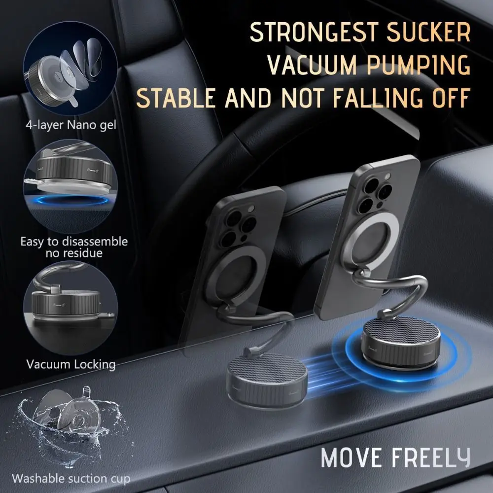 

Высококачественный вакуумный магнитный держатель для телефона, регулируемое вращение, автомобильное крепление, кронштейн для телефона, присоска, складная подставка для телефона, приборная панель