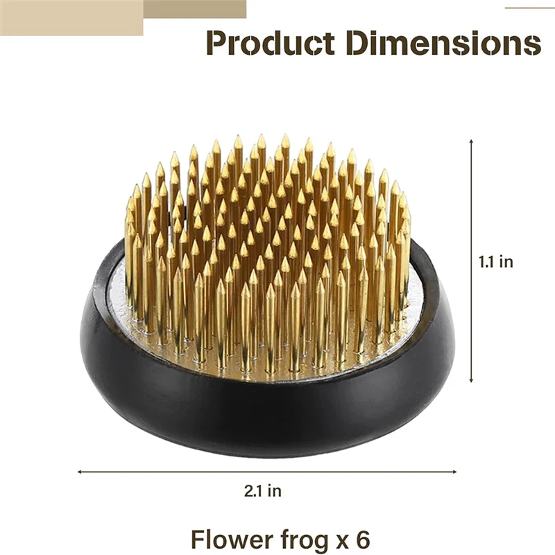 مجموعة أدوات الضفادع الزهرية المفضلة لدى العملاء مقاس 2.1 بوصة حاملات زهور نحاسية مستديرة، مزهرية إيكيبانا اليابانية مجموعة الضفادع الزهرية على شكل زهرة Ar