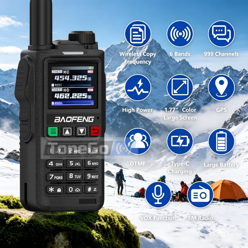 Baofeng UV-18H High Power GPS Walkie Talkie Multi-Band Wireless Copy Frequency NOAA 999CH Type-C Charging Long Range TwoWayRadio