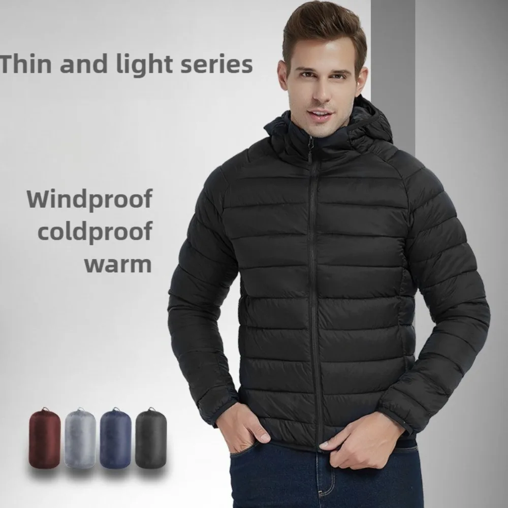 سترة قطنية عصرية للرجال - معطف شتوي قصير بغطاء للرأس خفيف الوزن، للارتداء اليومي، والأنشطة الخارجية، والنزهات غير الرسمية