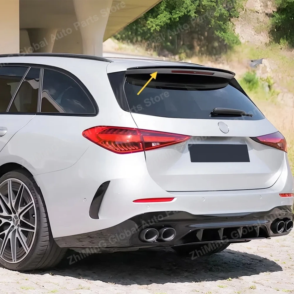 Dla Mercedes Benz C Class Estate / Wagon S206 2022-2024 Tylny spojler dachowy Skrzydło Wygląd włókna węglowego / Błyszczący czarny Splitter do bagażnika