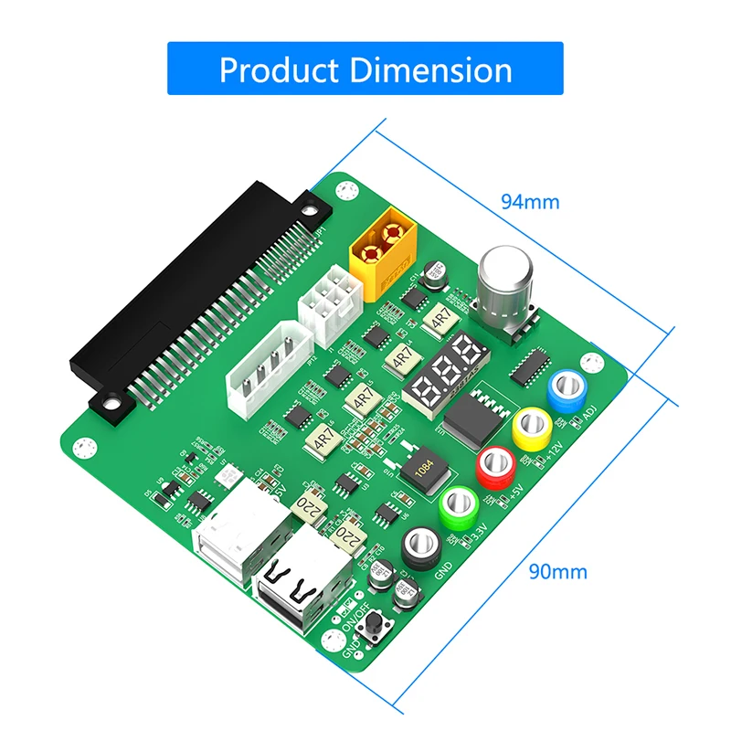 3.3V/5V/12V/1.8V-10.8V Output Power Supply Breakout Board USB2.0 Support QC 2.0 QC 3.0 for Dell PSU with Adjustable Voltage Knob