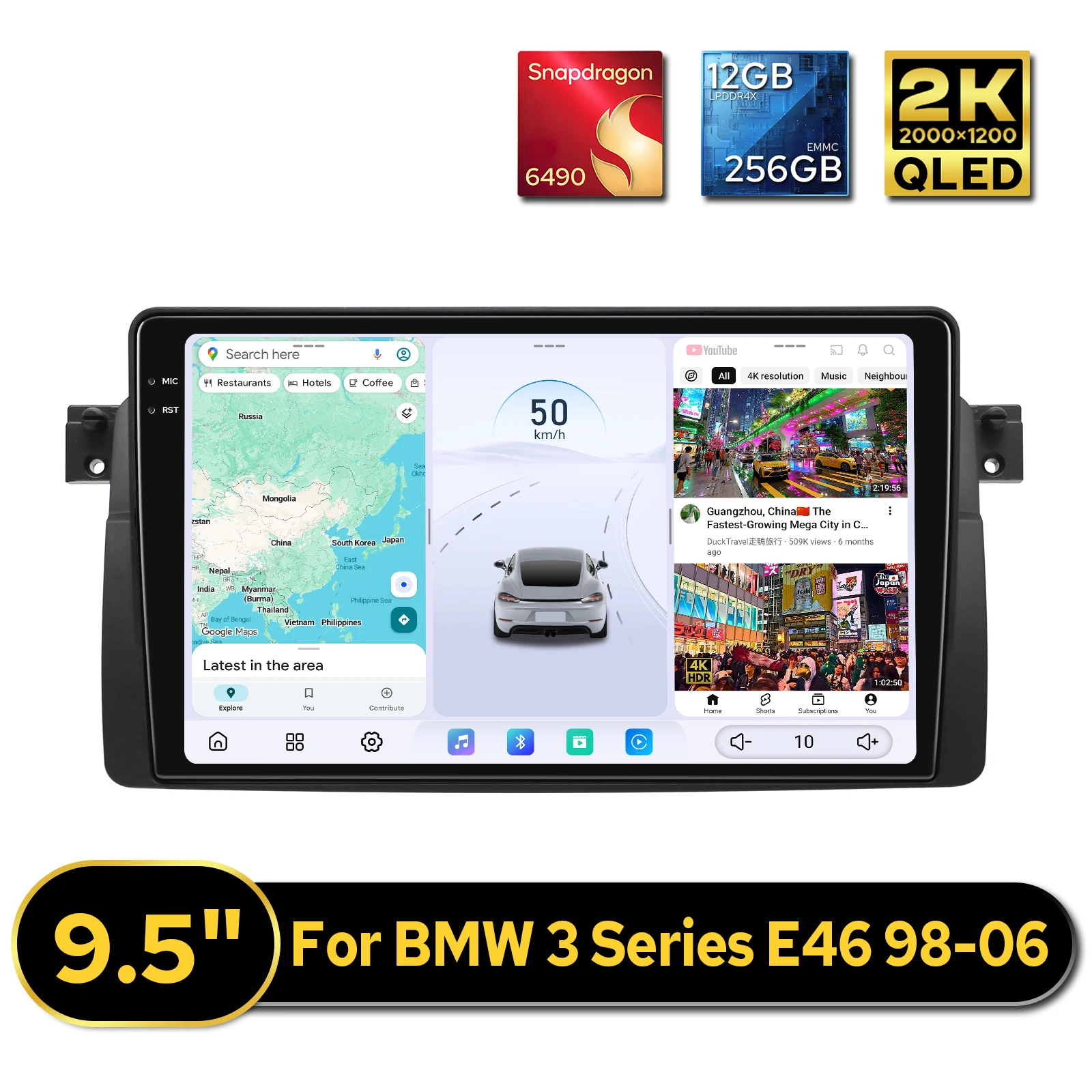 

Автомобильный мультимедийный плеер JOYING 9.5'' Android для BMW E46 3 серии 1998-2006, 2K QLED 2000*1200, сенсорный экран, головное устройство, Plug&Play