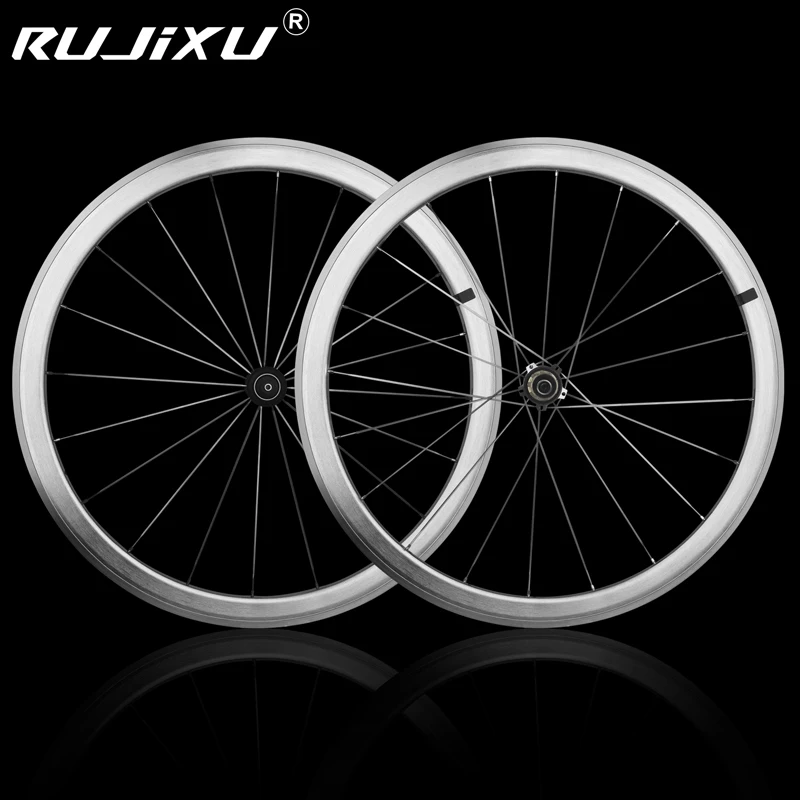 700C الفضة RUJIXU عميق 30/40/50 مللي متر الطريق دراجة عجلات دراجة العجلات V/C مكبح قرصي freehub HG XDR CP الطريق دراجة دراجة العجلات