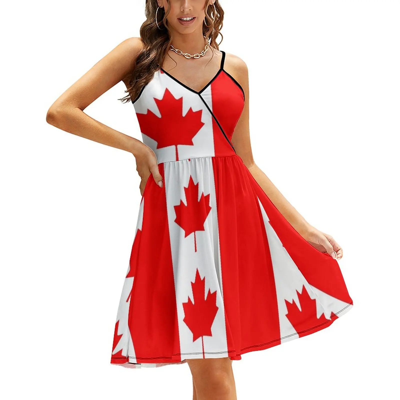 

Canada Canadian Flag Sling Dress summer outfits for women 2024 Summer dresses for women women's clothing trend 2024