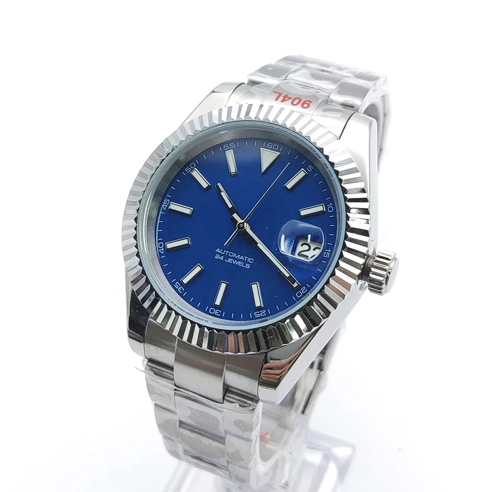 ساعة غواص NH35A أوتوماتيكية فاخرة للرجال 41 ملم كريستال ياقوتي مقاوم للماء تصميم كاجوال موضة ساعة تاريخ فقط