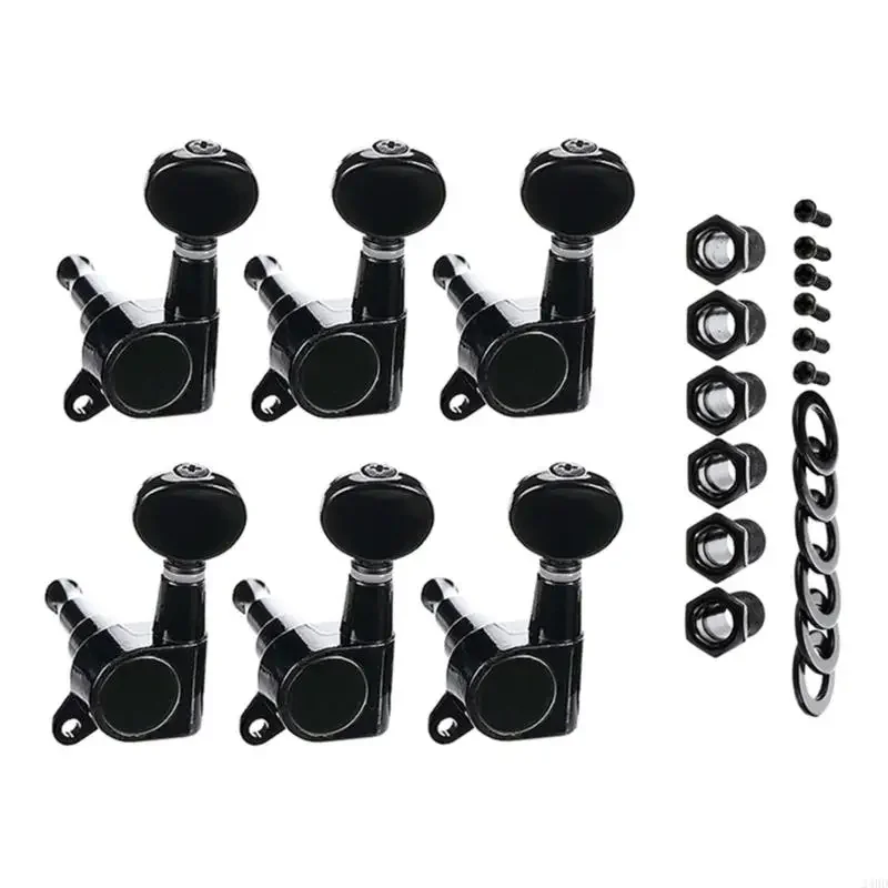 Pack of 6 Left Hand Guitar Tuning Machines Heavy Type Metal Construction Suitable for Standard 10mm Peg Hole Replacement 69HD