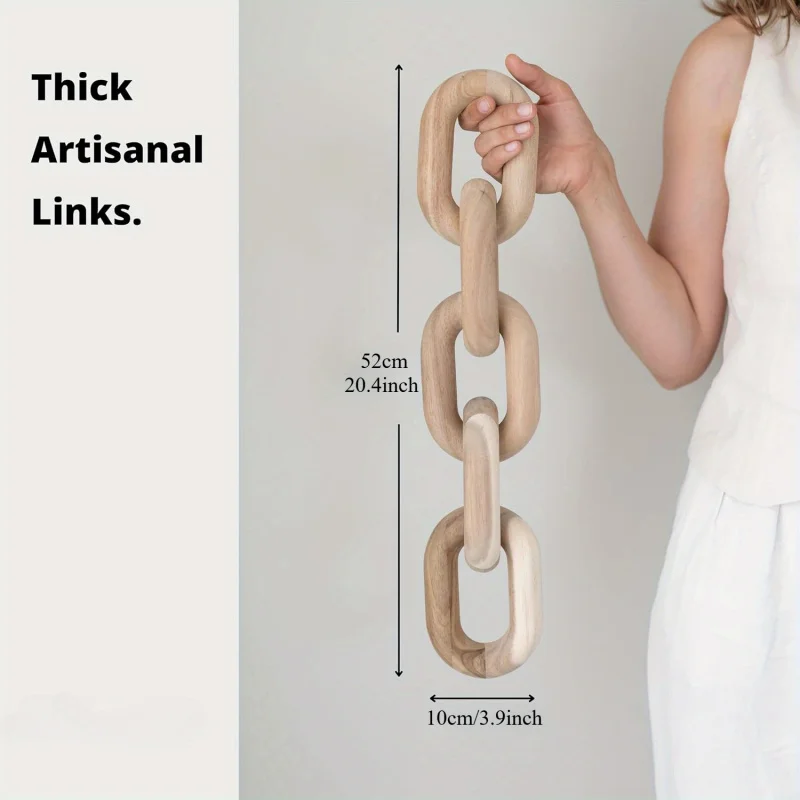 Everbright Store Wooden Five Ring Chain Wooden Decorative Chain Wall Hanging Bedroom Wall Hanging White Wooden Chain Ring