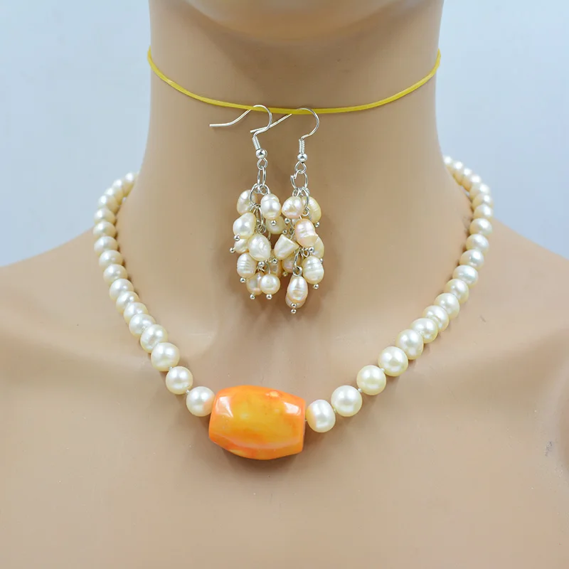 Fashion! 8mm AAA natural potato shaped pearl coral necklace. The most classic jewelry for women's wedding anniversary 45CN