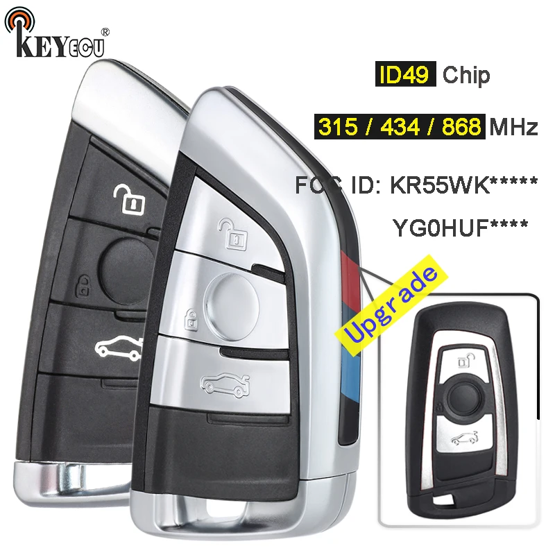 KEYECU 315/434/868MHz PCF7953P CAS4 +/FEM YG0HUF5662 / 5767 Chave remota atualizada de 3 botões para BMW 1 2 3 4 5 6 7 séries X3 M2