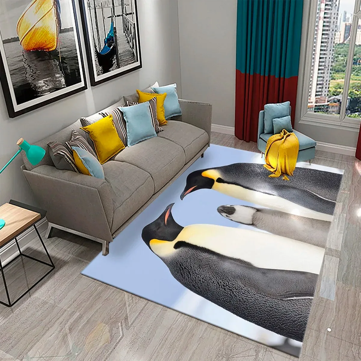 سجادة بنمط البطريق القطبي الجنوبي بتصميم حيوان جميل لغرفة المعيشة وغرفة النوم والحمام سجادة مضادة للانزلاق #2