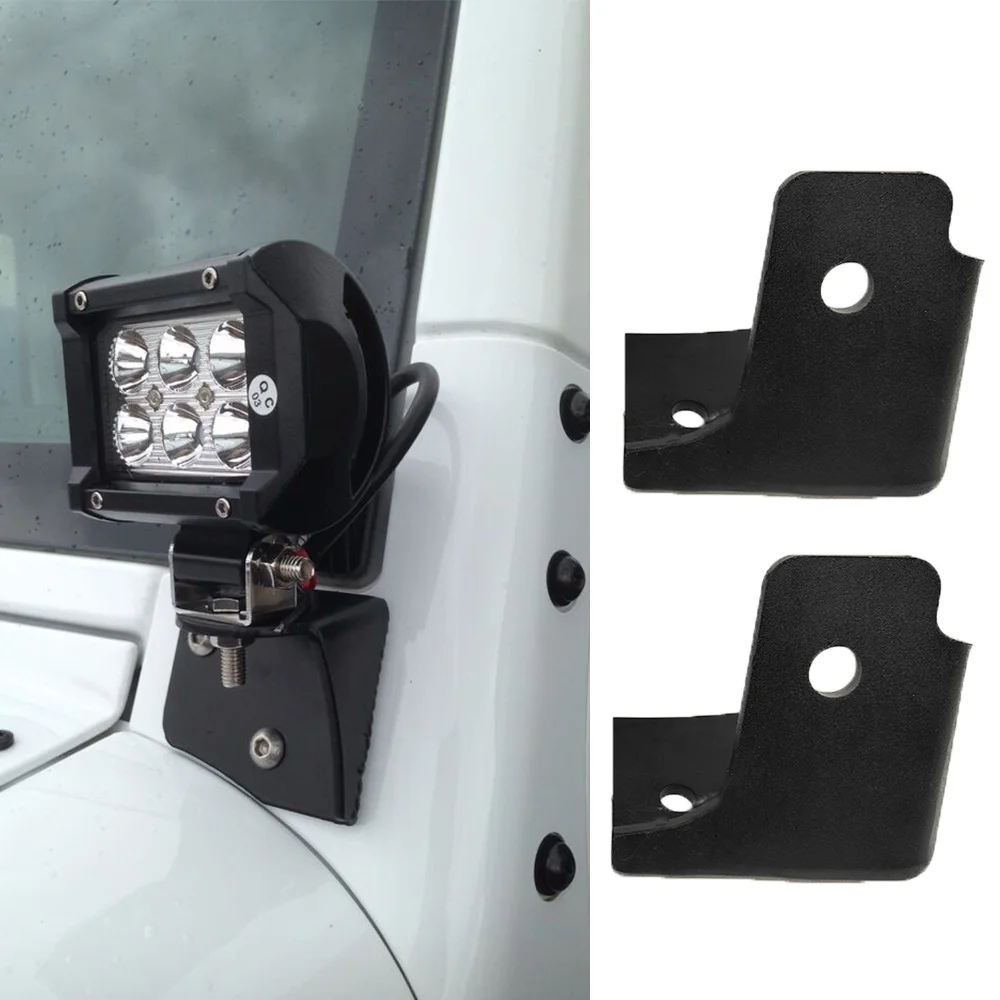 Car Universal LED Work Light A Pillar Hood Mounting Bracket Holder Base for Jeep Wrangler TJ JK 1997-2017 Exterior Parts