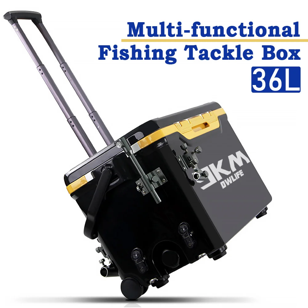 Multifunctional Fishing Tackle Box 36L Fishing Bucket Storage Tackle Box with Liftable Legs and Wheel Fishing Storage Equipment