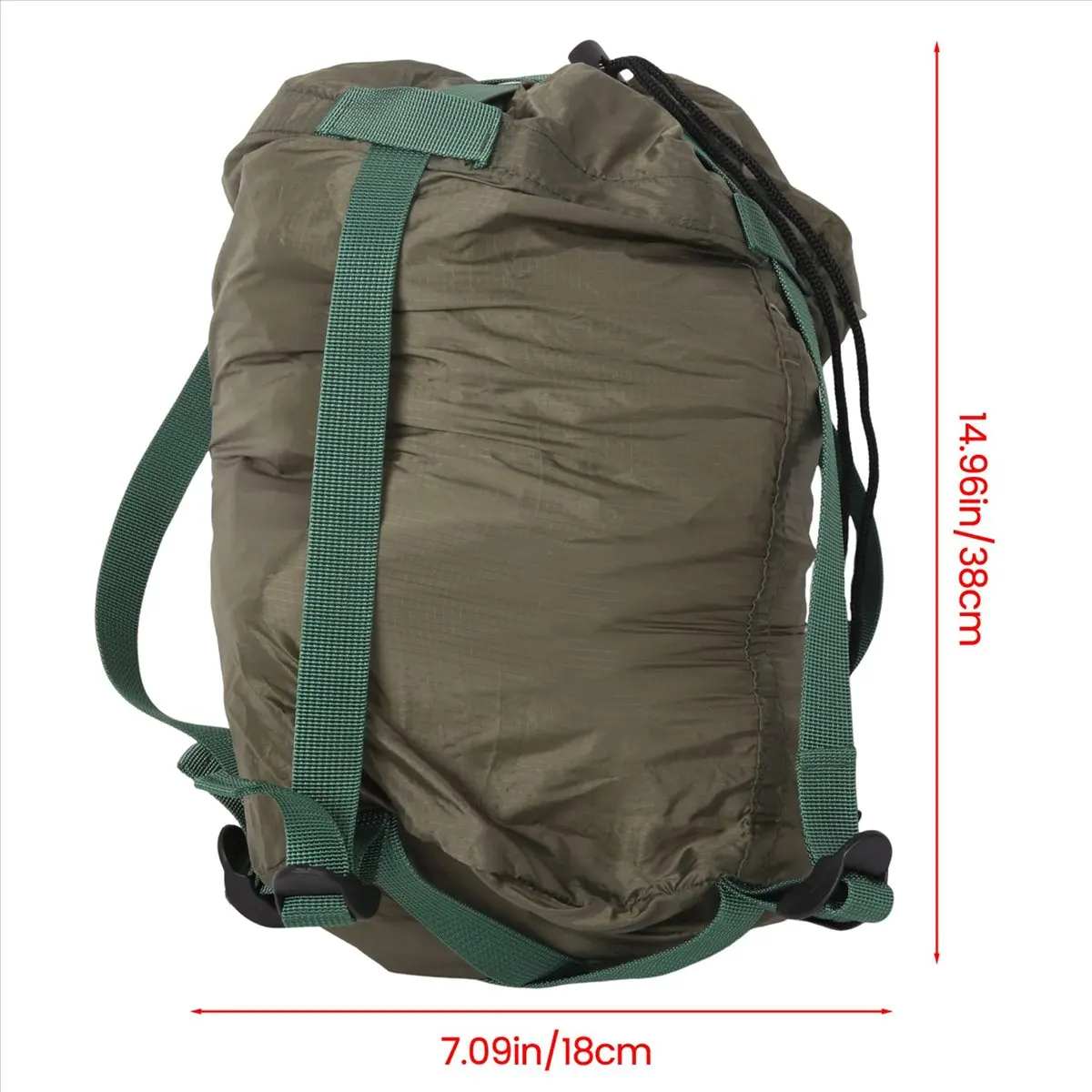 (WSFS) Outdoor Sleeping Bag Compression Sack Waterproof Camping Sleeping Bag Storage Pouch Camping Equipment Army Green