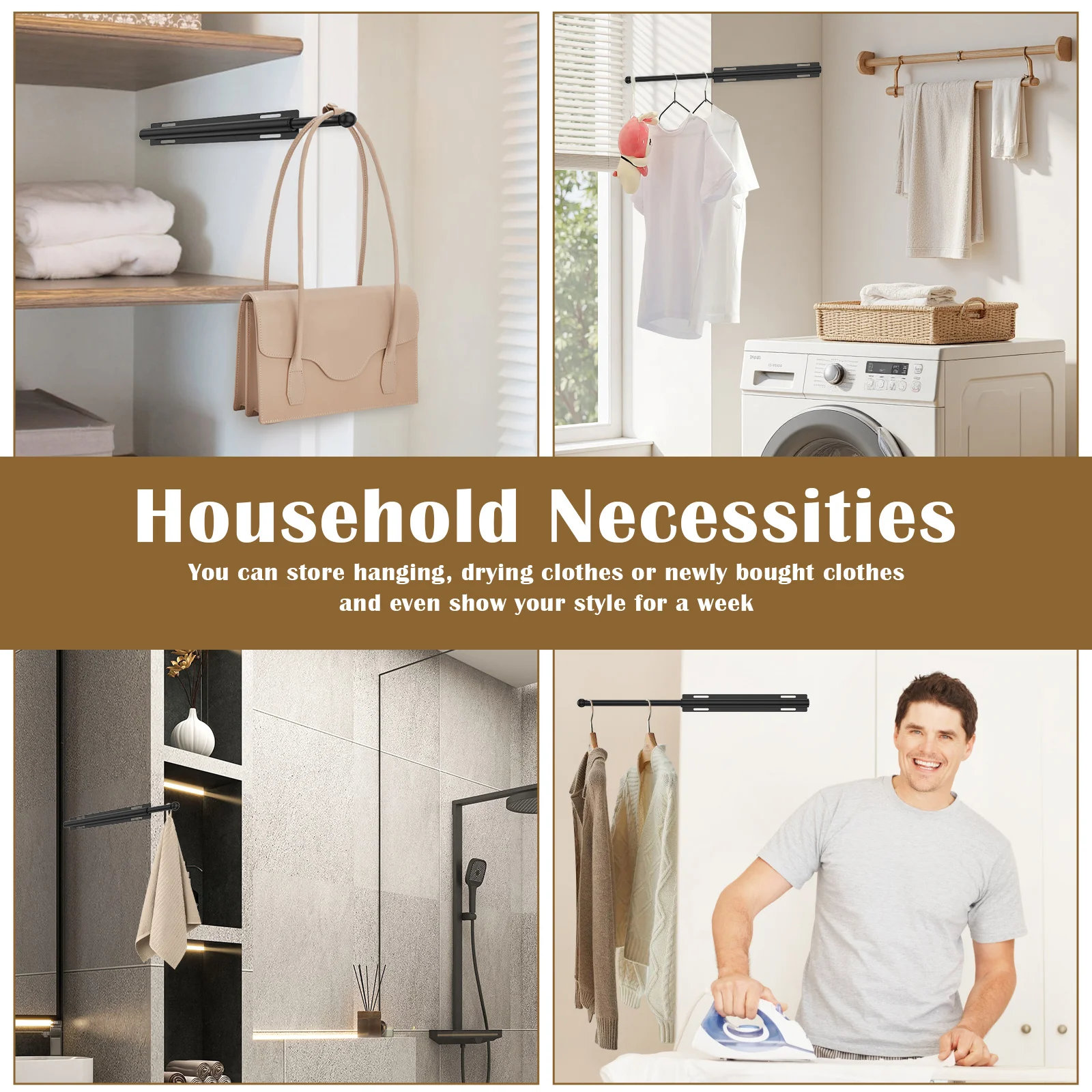 قضيب خزانة قابل للسحب، قضيب خزانة ملابس قابل للسحب، رف شماعات قضيب الخزانة الممتد