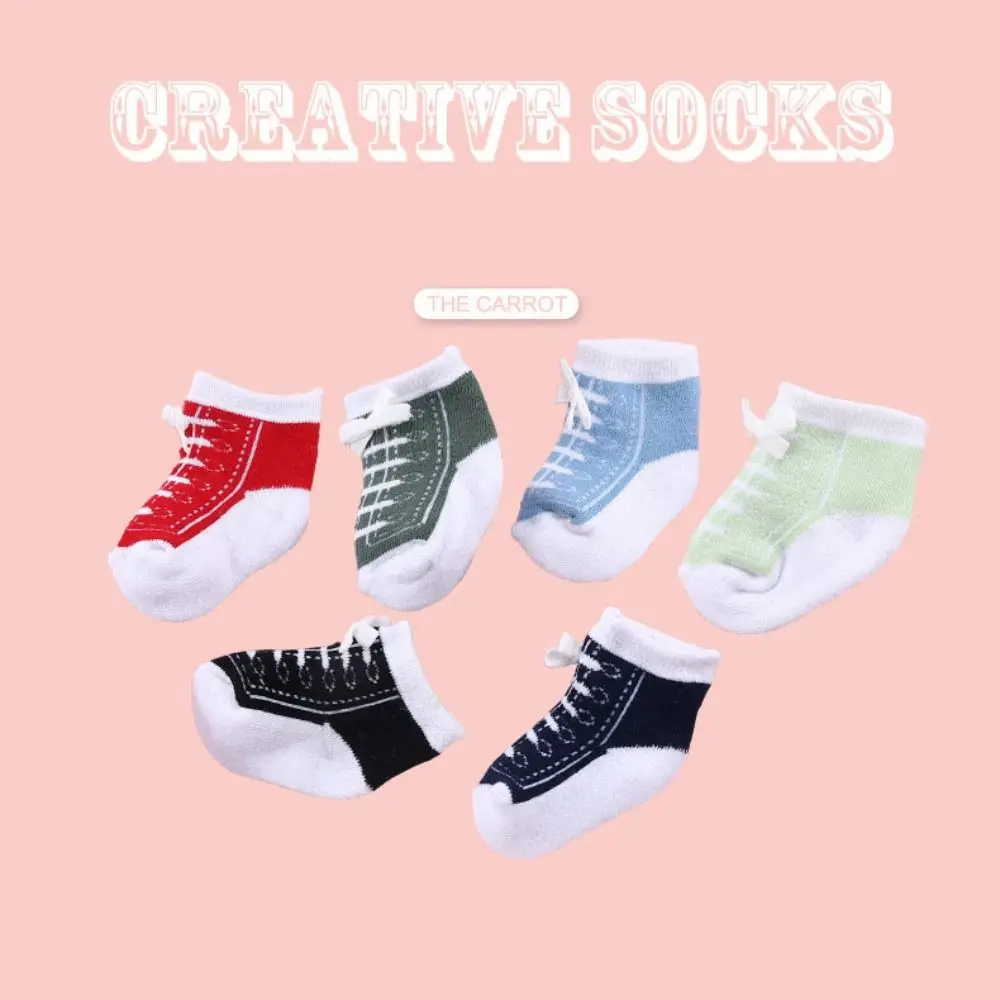 

6Pairs Creative Baby Cotton Socks Imitation Shoelaces Breathable Toddle Short Tube Socks Cute Autumn Spring Newborn Socks