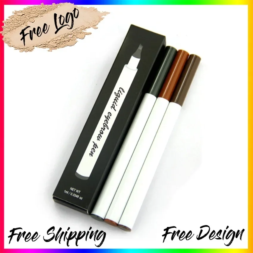 Private Label 4-headed Liquid Eyebrow Pencil Waterproof Easy To Colored Long Lasting Pigment Eyes Beauty Makeup Bulk Custom