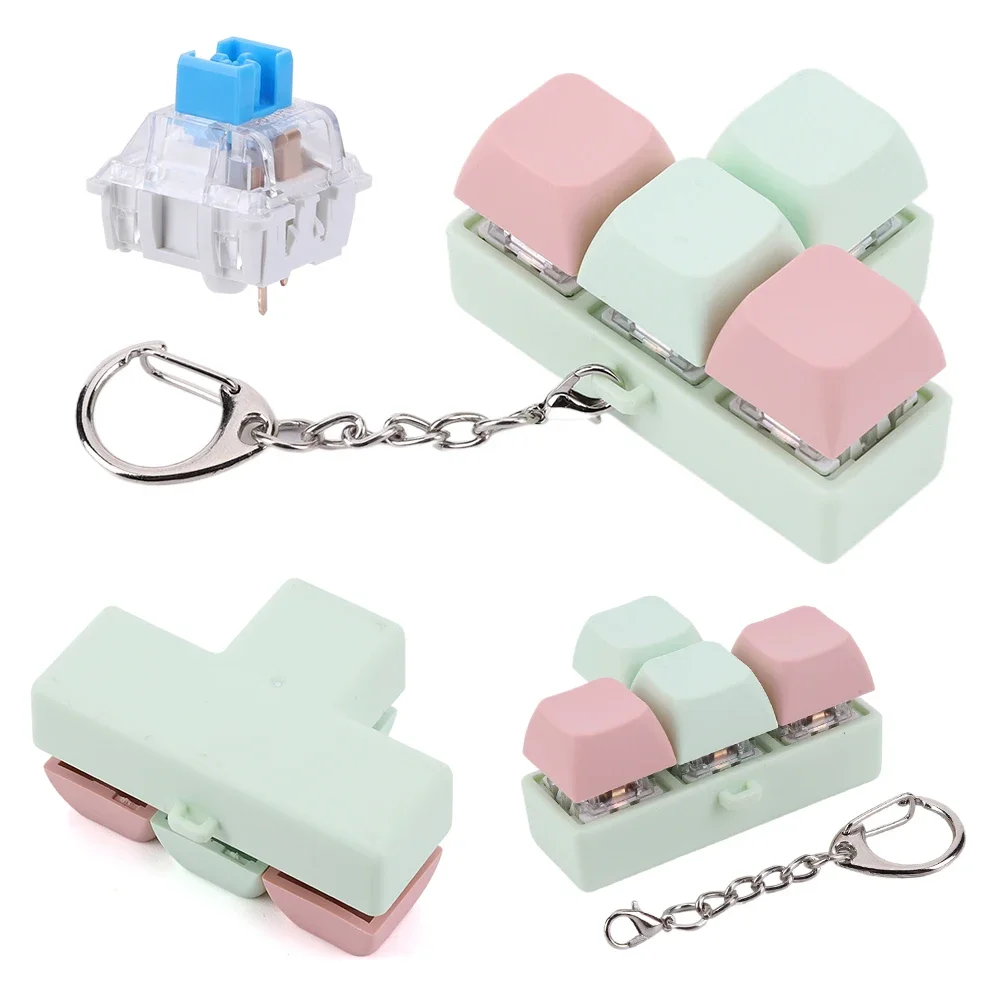 

Keyboard Clicker Toy 4 Keys Decompress Fingertip Keychain Keycaps Fidget Keyborad Button Finger Calming Keychain for Kids Adults
