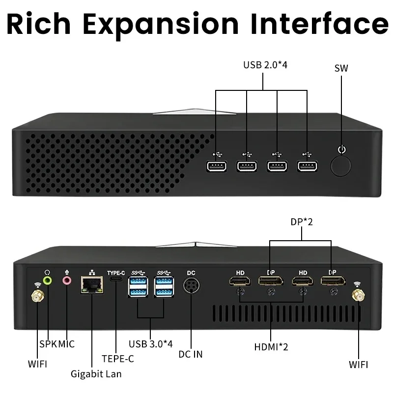 MSECORE Intel Core I9-10900F GTX 1050TI GDD4 4G Videokaart Mini PC Windows Game Desktop Computer Linux 2 * DDR4 M.2 NVMe 8K WiFi 6