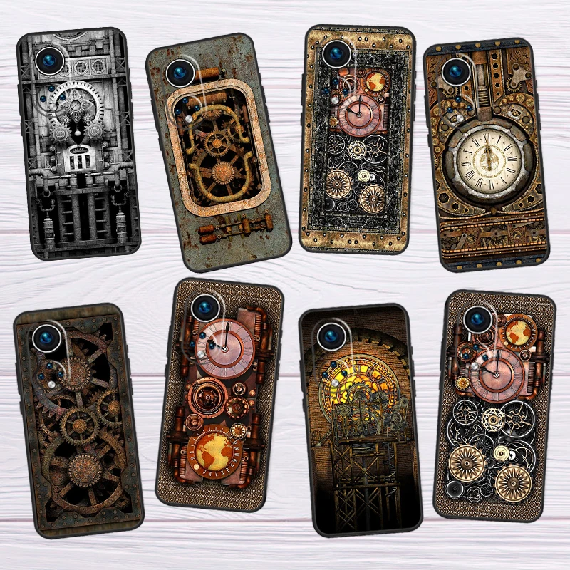 Steampunk Gears Vintage Time Machine For Honor X8 X7 X9 a 50 70 90 Magic5 Lite Huawei P60 P40 P20 P30 Pro P Smart Nova 9 5T Case