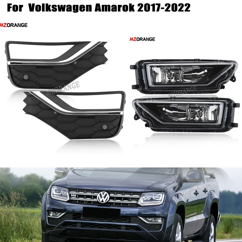 Fog Lights For VW Amarok 2016 2017 2018 2019-2022 Front Bumper Fog Car Lights cover Driving Lamp foglamp Grill For Volkswagen