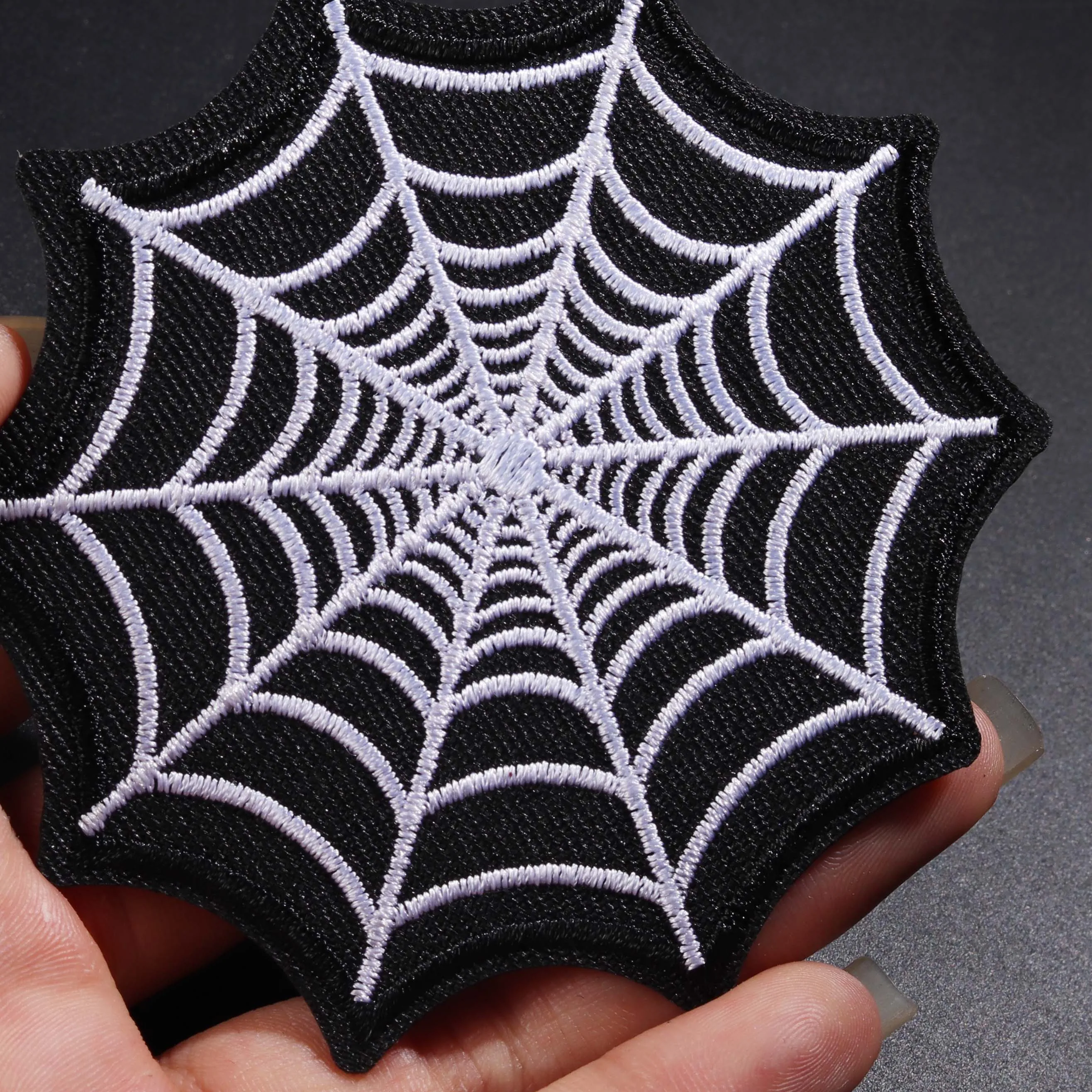 Fine Punk Spider web size: 8.5 * 8.2CM Patches Iron On Embroidered Appliques Sewing On  Clothes Sticker