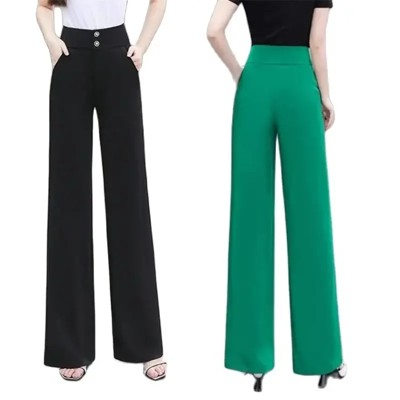 

Temperament Wide-Leg Pants Women 2025 Spring And Autumn New Explosions High Waist Slim And Slim Straight Casual Miss Pants