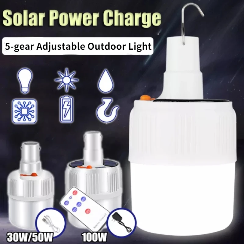 Solar Portable Lantern 5-gear Adjustable Outdoor Light Waterproof Emergency Light 24 LED Rechargeable Light Camping Lantern