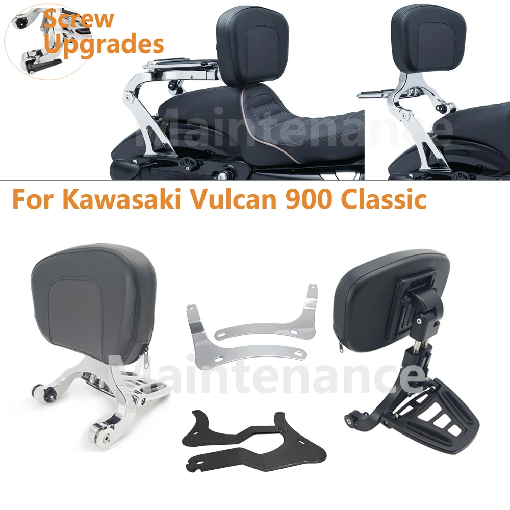 

Motorcycle Backrest Multi-Purpose Driver Passenger Backrest with Folding Luggage Rack For Kawasaki Vulcan 900 Classic