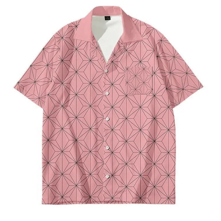 Camisa de manga corta con estampado a cuadros para hombre, camisa bonita de gran tamaño con estampado Digital 3D, novedad de 2023