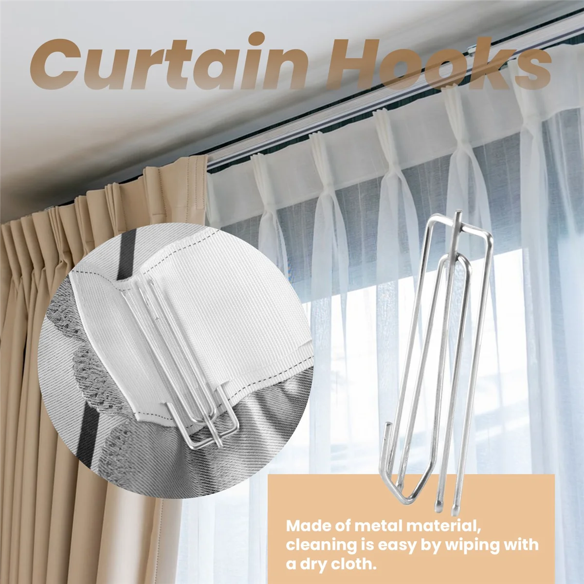 ตะขอเกี่ยวผ้าม่าน 4 แฉก จีบจีบ 20 ชิ้น GSY