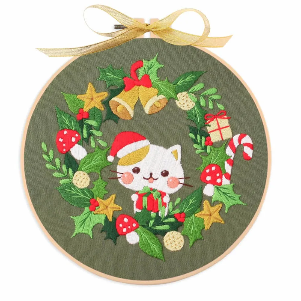 

Home Decor Colorful Christmas Embroidery Kit Handmade Hand-stitched Cross Stitch Set DIY Garland Embroidery Set Beginner