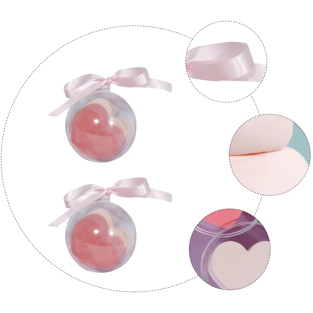 

2Set Heart-Shaped Powder Puff Premium Hydrophilic Non-Latex Makeup Sponge for Facial Dusting and Makeup Removal Pink Beige