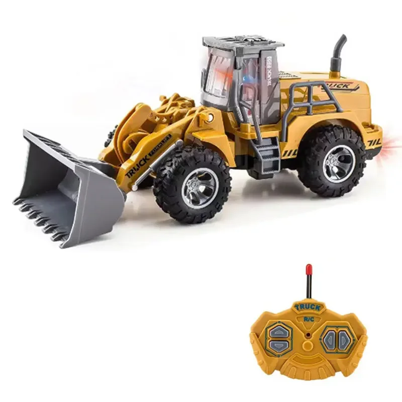 RC engineer car Remote control excavator with LED Light electronic road roller RC Truck electric bulldozer Model Kids Gift Toy