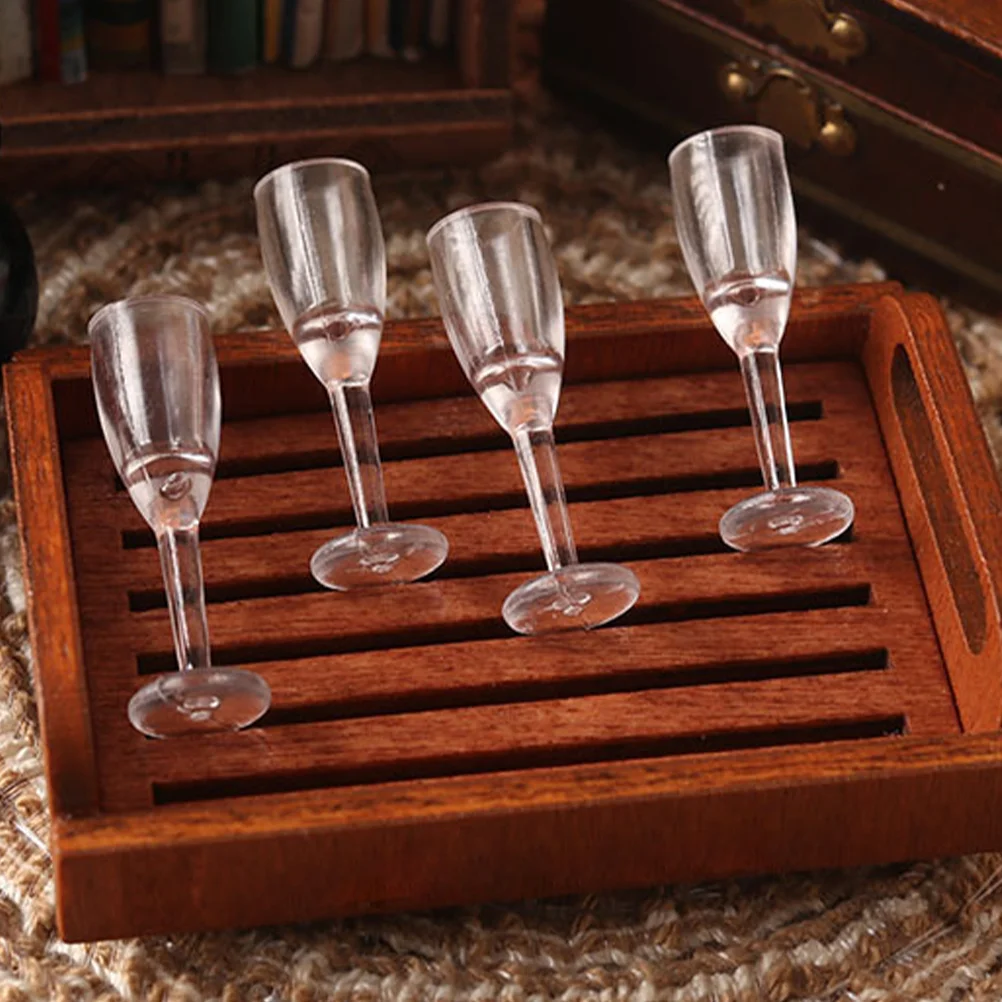 Dollhouse Kitchen Accessories Mini Decor Goblets Transparent Plastic Miniature