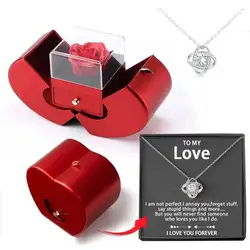 Wholesalers Christmas Gift Red Apple Jewelry Box Necklace Eternal Rose for Girl Mother's Day New Year Valentine's Day Gifts